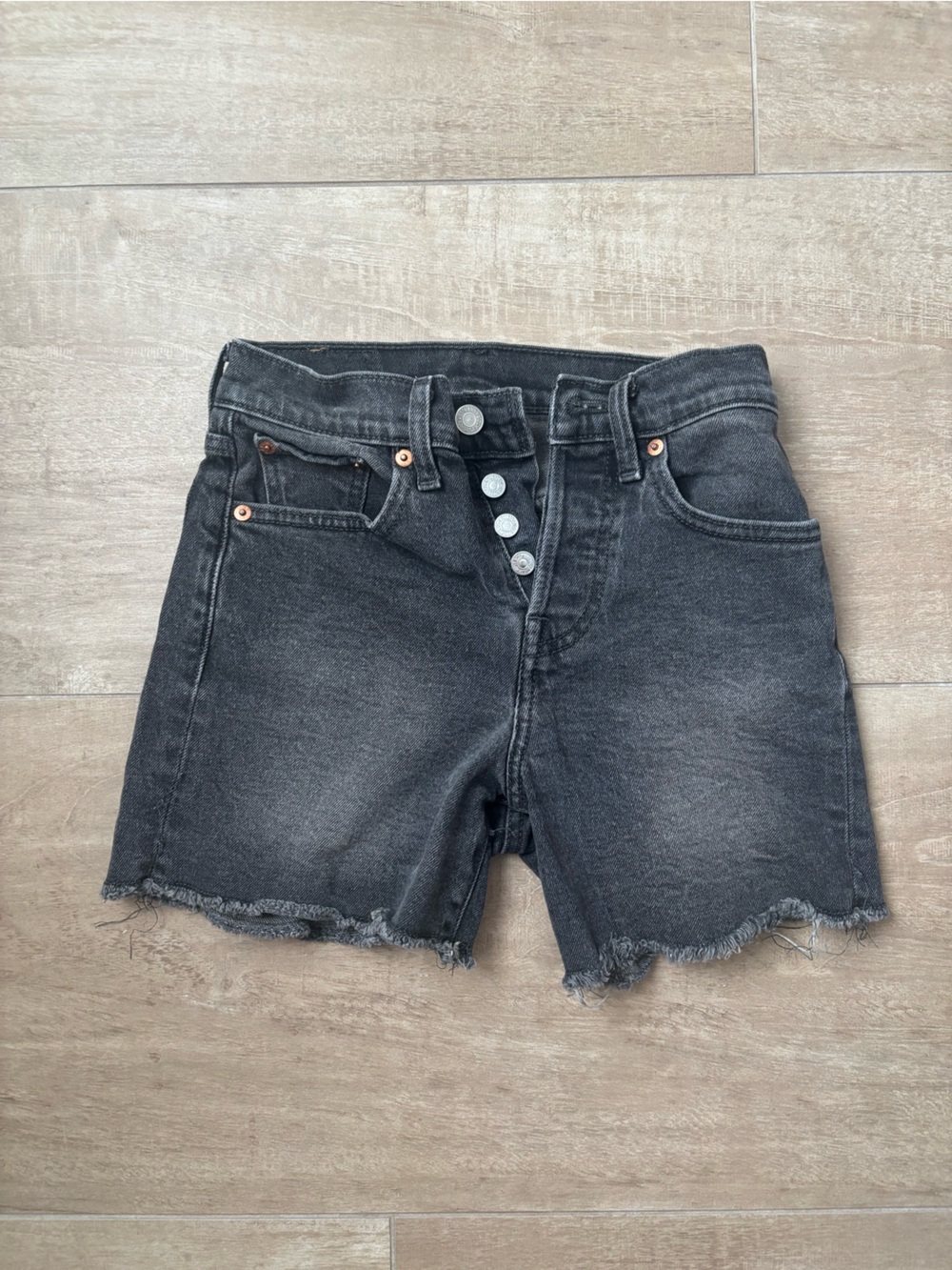Levi's Black Button-Front Cutoff Denim Shorts